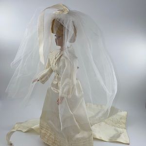Midge Barbie as 1958/1951 vintage  bubble hair auburn handmade wedding gown